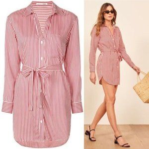 Reformation Striped Belted Shirt Dress - image 1